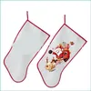 Décorations de Noël Marry Christmas Chaussettes Blancs de sublimation Bas de toile Festival de transfert de chaleur Décorations de chaussettes personnalisées Père Noël Dh8Rj