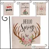 Banner Bandiere Bandiera da giardino Bandiere di Natale Halloween Ornamenti personalizzati Decorazione esterna Palline Regali Stampa in lino Alce 6 5Xl F Dhkwv