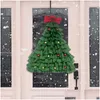 Decorações de Natal Decorações de Natal Porta pendurada decoração de linho verde pano de árvore ADORNOS DE NAVIDAD Decorchristmas Drop de Dh3ry