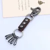 Keychains Steampunk Fashion Men Waist Hanging Keychain Metal Skull Holder Ring Genuine Leather Pendants Car Keys Chain Gothic Punk Jewelry