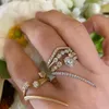 Wedding Rings CRMYA Unique Design Opening Adjust Cubic Zirconia Engagement Ring Silver Gold Filled For Women Trendy Jewelry