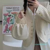 Evening Bags Simple Design Women's Shoulder Bag With Pleated Opening Cute Beige Crossbo For Ladies Solid Color Females Purse Handbags