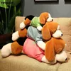 1Pc 406080Cm Mignon Câlin Couché Beagle Chien En Peluche Chiot Chien Avec Des Vêtements Doux Animal Jouets Oreiller Cadeau D'anniversaire Fille J220729