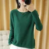 Women's Knits Tailor Sheep Cotton Knit Sweater Women's Korean Fashion O-Neck Long-Sleeved Pullover Short Openwork Ladies Sweaters Jersey