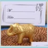 Party Favor Party Arrangement Presentkortklipp Söt guld Small Elephant Seat Clips Europeiska stil Bröllopsgavare för gäst 2 3LT WW DR DHCRR