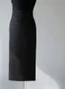 2022 Fall Autumn Elegant Skirt Black Pure Color Sequins Buttons Mid-Calf Skirts A2N241019