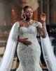 Роскошное свадебное платье с бусинками русалки с обертыванием для чернокожих девушек милая иллюзион