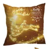 Cushion/Decorative Pillow Cushion/Decorative Pillow Merry Christmas Er Xmas Decorative Pillowcase Cotton Snowflake Print Cushion Liv Dhnck