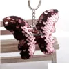 Key Rings Butterfly Key Ring Paillette Paillet Animin Hanger Keychain Holder Hangt voor vrouwen Kids Fashion Jewelry Red Green Drop DHBHI