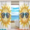 Rideau dessin animé panneaux de porte transparents Cool soleil porter lunettes de soleil rideaux de fenêtre Voile voilages 2 ensemble pour salon chambre