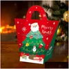 Juldekorationer Juldekorationer 10st Merry Paper Treat Bags Elk Snowman Santa Claus Pattern Candy Box Cookie Boxes Gift Dhynu