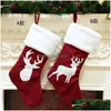 Decorações de Natal Decorações de Natal 2022 Meias Bolsa de Presente Kenaf Elk Presente Bordado Pingente para Ornamentos de Árvore Home Del Dhcds
