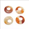 Anhänger-Halsketten, natürlicher Edelstein-Anhänger, Donut-Anhänger, Bk, Schmuckherstellung, Charms für Halsketten, 28 mm, gemischte Farbe, Tropfen-Lieferung, Dhgarden Dhisj