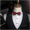 Bow Ties Fashion Mans Engagement Wedding Ties Dress Elegant Adjustable Bow Tie Plaid Pattern Business Suit Shirt Bowtie Drop Deliver Dh4Lo