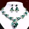 Choker Bridal Jewelry Sets 8 Colors Drop Gemstone Necklace Earrings Female Banquet Dress For Temperamen Accessories 2022