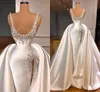 Vestido de noiva feminino de sereia glamourosa com colher de trem destac￡vel com mi￧angas de noiva Split GOWNS MADE