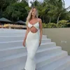 Abiti casual Gaono Sexy da donna con spalline scava fuori il maxi abito senza maniche taglio Fairycore increspato Bodycon Cami