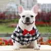 Casual Dog Soft Plaid Shirt Cotton Gentle Pet Western Shirts Dog Apparel Pets Clothes and Wedding Tie for Small Dogs French Bulldog Poodle