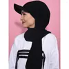 Gorras de bola Ramadán Moda musulmana Béisbol con bufanda Hijab Mantón Color sólido Bandana Turbante Sombrero para mujeres Listo para usar Bonet