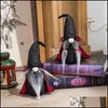 Andra festliga festleveranser Cartoon Halloween Ghost Festival Party Supplies Dekorera propduk Dvärg Black Witch Cloak Hat Facel Dhili