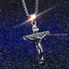 Pendant Necklaces Big And Heavy Chunky Chain Silver Color Stainless Steel Jewelry Jesus Crucifix Men's Cross Necklace For Men