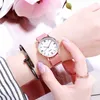 Basit tuval moda romantik bayanlar kadınlar için otomatik saat kuvars kol saati