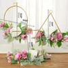 Decorative Flowers Geometric Iron Artificial Flower Wreath Handmade Garland For Door Wall Wedding