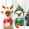 Abbigliamento per cani Abbigliamento per cani Cappello natalizio Berretto per animali Sciarpa Bavaglini Babbo Natale Elk Simpatico costume cosplay Vestito per cagnolini di taglia piccola e media Copricapo Dhyhy