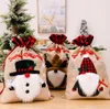 DHL Antlers Snowman Gnome Dolls broderi jul godis presentpåse säckväv linne buffel pläden jul dragkast säck FY5514 P1125