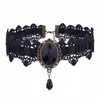 Choker vintage naszyjniki dla kobiet bijoux koronkowa woda upuść kryształowy stwierdzenie biżuterii prezenty