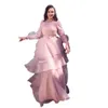 Robe de soirée princesse rose en organza pour femme col haut manches longues tenue de soirée à plusieurs niveaux une ligne robes de soirée fête occasion spéciale robe de graduation sur mesure