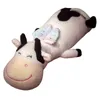 7095120Cm Huge Long Beautiful Cow Plush Pillow Toys Cartoon Soft Zodiac Vee Plush Doll Sleep Pillow Baby Kids Birthday Gift J220729