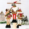 Décorations de Noël Décorations de Noël Figurine debout Jouet Ornements Peluche Longue jambe assise Père Noël Bonhomme de neige Poupée de renne Dhvif