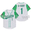 O beisebol da faculdade usa filme hardball #1 jarius g-baby evans white dewayne warren costurou kekambas filme preto branco camisas de beisebol size s-xxxl