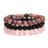 8mm Natural Stone Strands Beaded Bracelet Rose Pink Quartz Turquoise Amethysts Hematite Bracelets For Women Men Jewelry