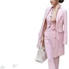 ピンクの女性フォーマルスーツ3ピースブライダルスリムフィットプロムイブニングオフィスウェアタキシードブレザー