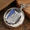 Pocket Watches Vintage Stylish Blue White Wings Hollow Cover Necklace Watch For Kids Men Women Cosplay Pendant Quartz Clock Gifts