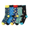 Calcetines para hombre Fruta Animal Hombre Calcetín Equipo Panda Perro Hombres Dibujos animados Happy Sox Parejas deportivas Fuuny Algodón Vintag Primavera Otoño Sokken