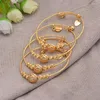 Bangle 4pcs/Lot Etiopian Africa Dubai Gold Color Banles for Women Girl Round Bride Fine Bransoletka Wedding Biżuter