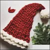 Party Hats Autumn Winter Womens Hat Christmas Gifts Kid adt Hatts With Fluffy Ball Red Knitting Originalitet Cap European Style 23 8hr Dhesd