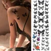Tymczasowe tatuaże wodoodporna naklejka tatuaż 3D motyl fałszywy tatuaż Flash wąż pióro tatuaż tatuaże do ciała RoseTatouage dla dziewczyny kobiety mężczyźni 221124