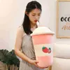 5580 cm Cartoon Real Life Fruit Tea Cup Cuddle Soft Däcke Kudde Fylld matmjölkteformad docka för LDREN GIRLS Birthday Present J220729