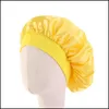 Shower Caps Silk Hair Bonnets Satin Round Head Bath Hat Shower Caps Wrap Fitted Sleep Hats Wide Elasticity Showers Room Accessories Dh3Wf