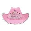 Berets 2022 Fashion Women Cowboy Hat With Shiny Decoration Cute Pink Holiday Costume Party Clothing Accessory