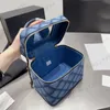 CC Brand Cross Body Designer Denim Cosmetic Case Baby Bags With Mirror Top Leather Handle Quilted Metal Zipper Hardware Chain Crossbody Vanity Women Luxuries Ha