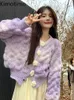 Frauenpullover Kimotimo Farbverlaufspullover Weste Frauen 2022 Herbst Dreidimensionale Blumenstrickoberteile Koreanisches süßes Design Lose Jacke J220915