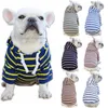 Hund husdjur kl￤der hoodie rand m￶nster hund kl￤der mjuk varm tr￶ja valp huva tr￶ja f￶r sm￥ medelstora hundar fransk bulldog 7 f￤rg