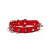 Dog Collars Leashes Fashion Punk Metal Rivet Dog Collar Candy Colors Pu Leather Leash Collars Pet Puppy Supplies Red Blue Black Dr Dhmqg