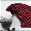 Party Hats Autumn Winter Womens Hat Christmas Gifts Kid adt Hatts With Fluffy Ball Red Knitting Originalitet Cap European Style 23 8hr Dhesd