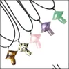 Hanger kettingen champignon edelsteen hanger ketting voor vrouwen mannen natuurlijke genezing chakra kwarts kristal rock charm choker j dhgarden dh6lt